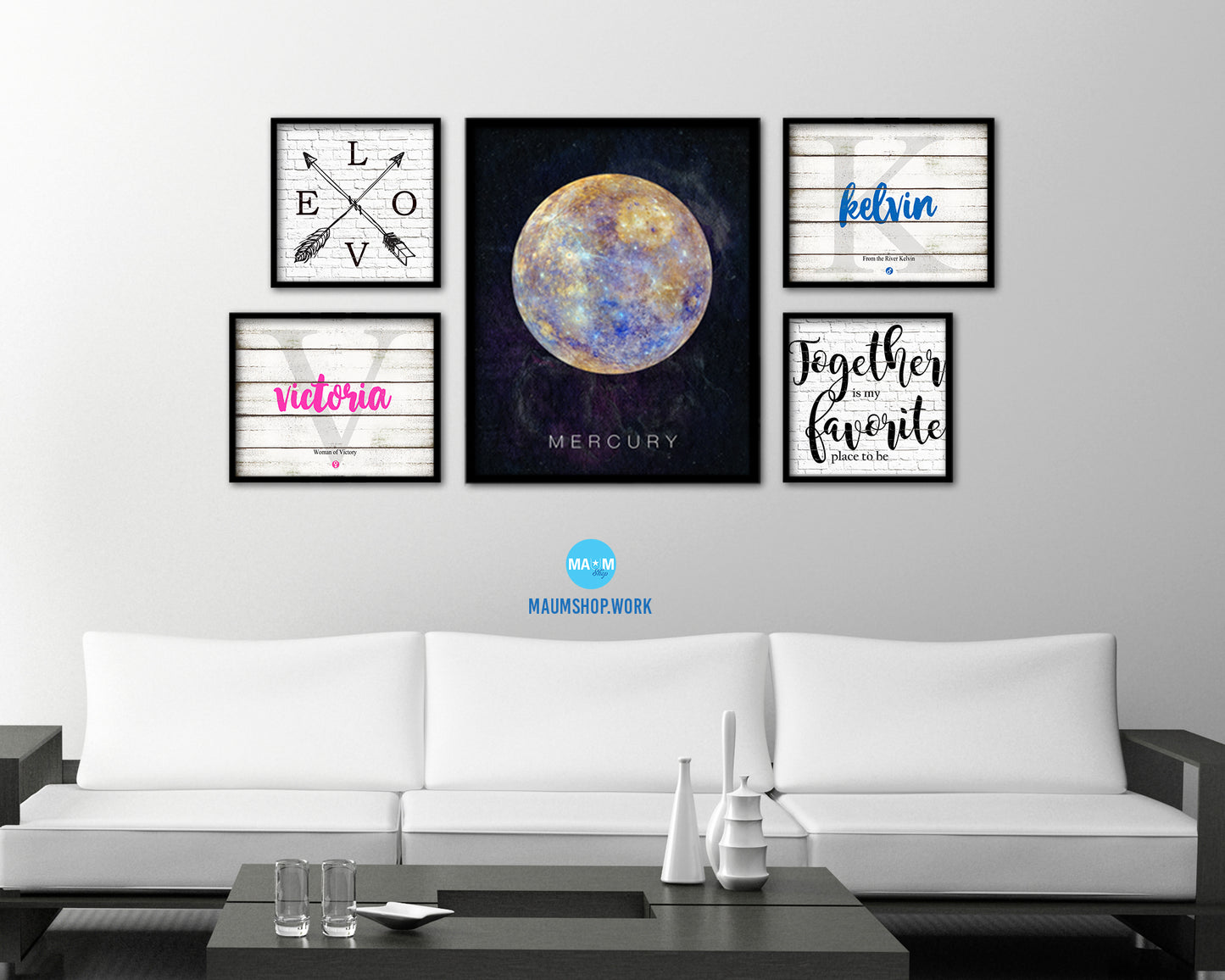 Mercury Planet Prints Watercolor Solar System Framed Print Home Decor Wall Art Gifts