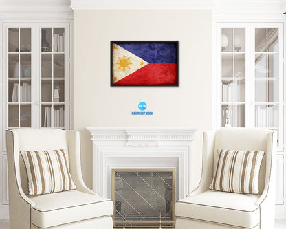 Philippines Country Vintage Flag Wood Framed Print Wall Art Decor Gifts
