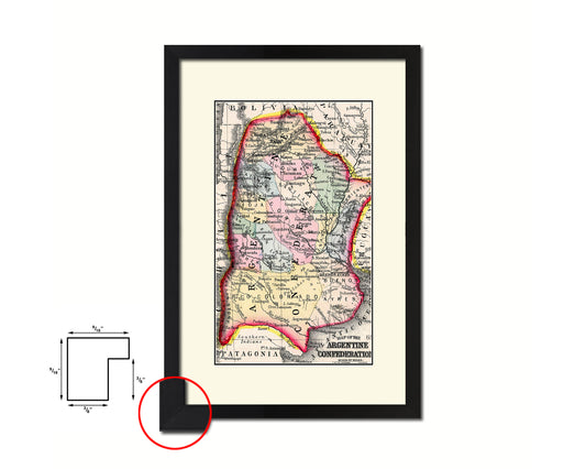 Argentina Old Map Wood Framed Print Art Wall Decor Gifts