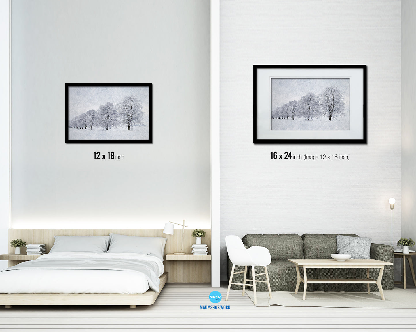 Snow White Winter Season Artwork Painting Print Art Frame Home Wall Decor Gifts