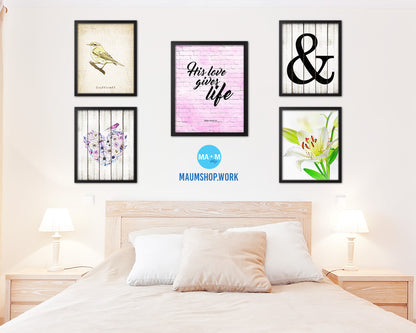 His love gives life, John 10:10-11 Quote Wood Framed Print Home Decor Wall Art Gifts