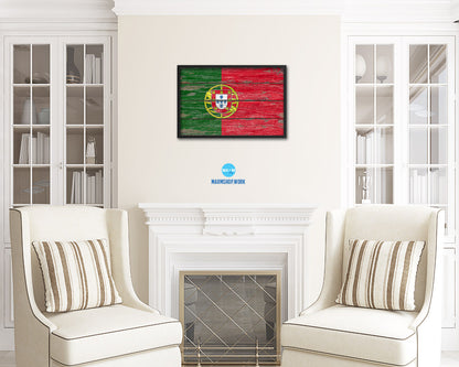 Portugal Country Wood Rustic National Flag Wood Framed Print Wall Art Decor Gifts