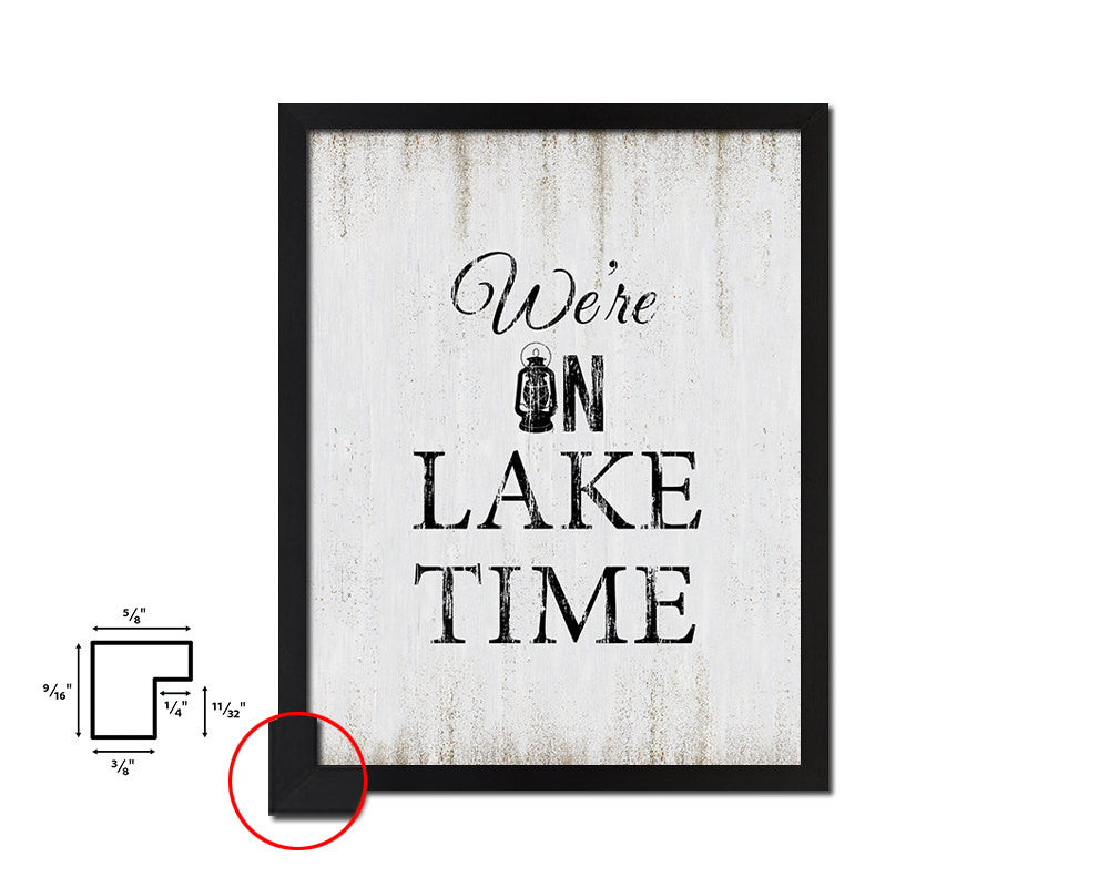 We're on island time Quote Wood Framed Print Wall Decor Art