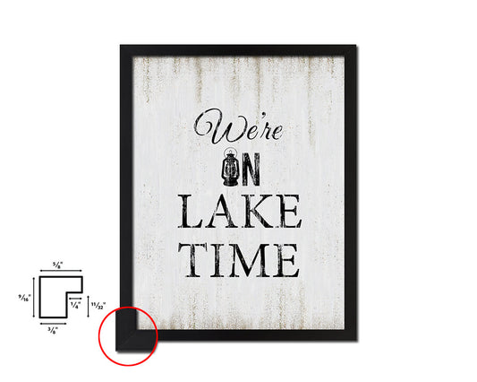 We're on island time Quote Wood Framed Print Wall Decor Art