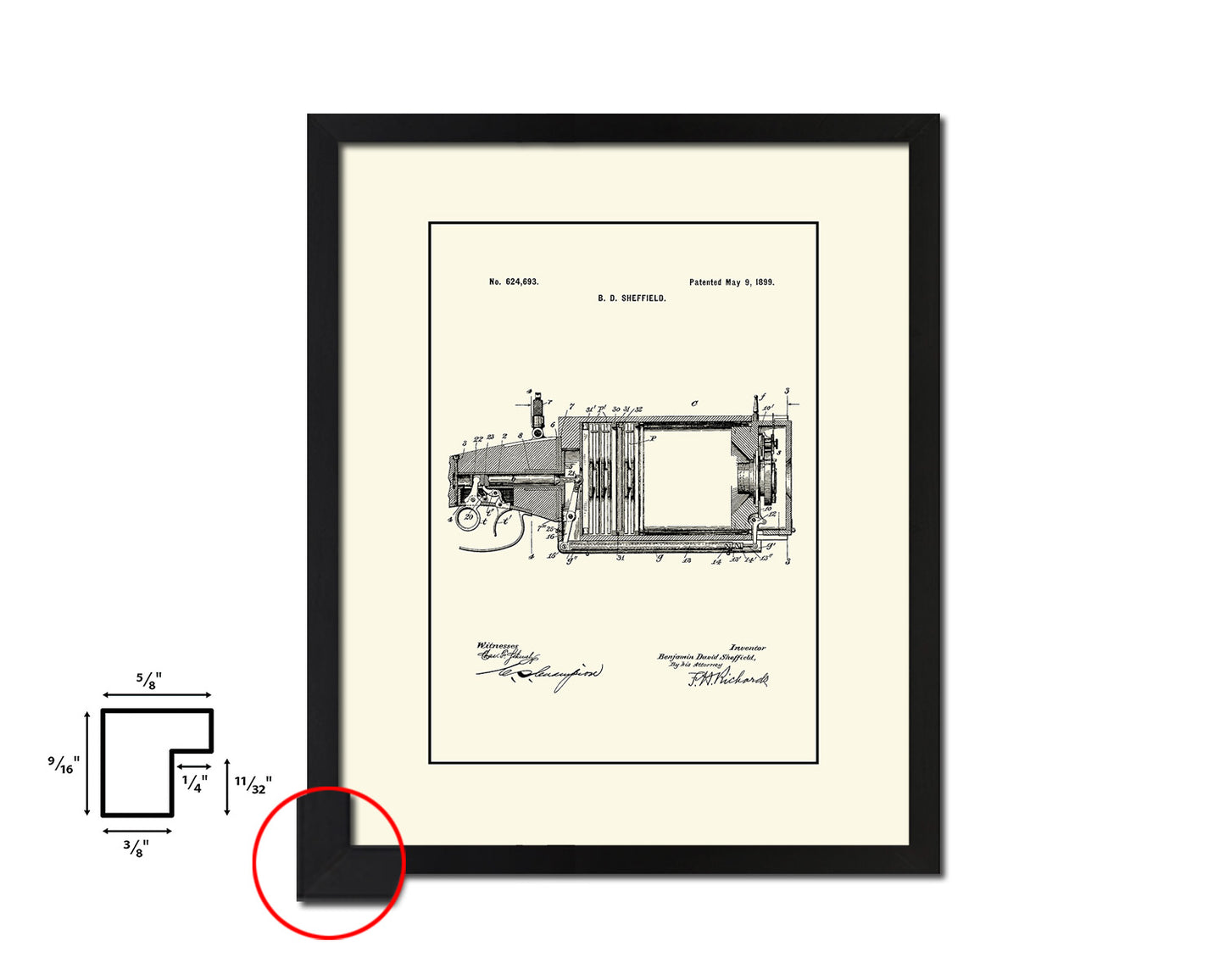 Photographic Camera Vintage Patent Artwork Black Frame Print Wall Art Decor Gifts