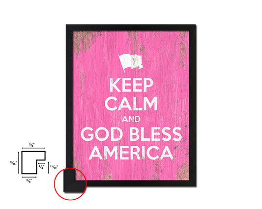 Keep calm and God bless America Quote Framed Print Home Decor Wall Art Gifts