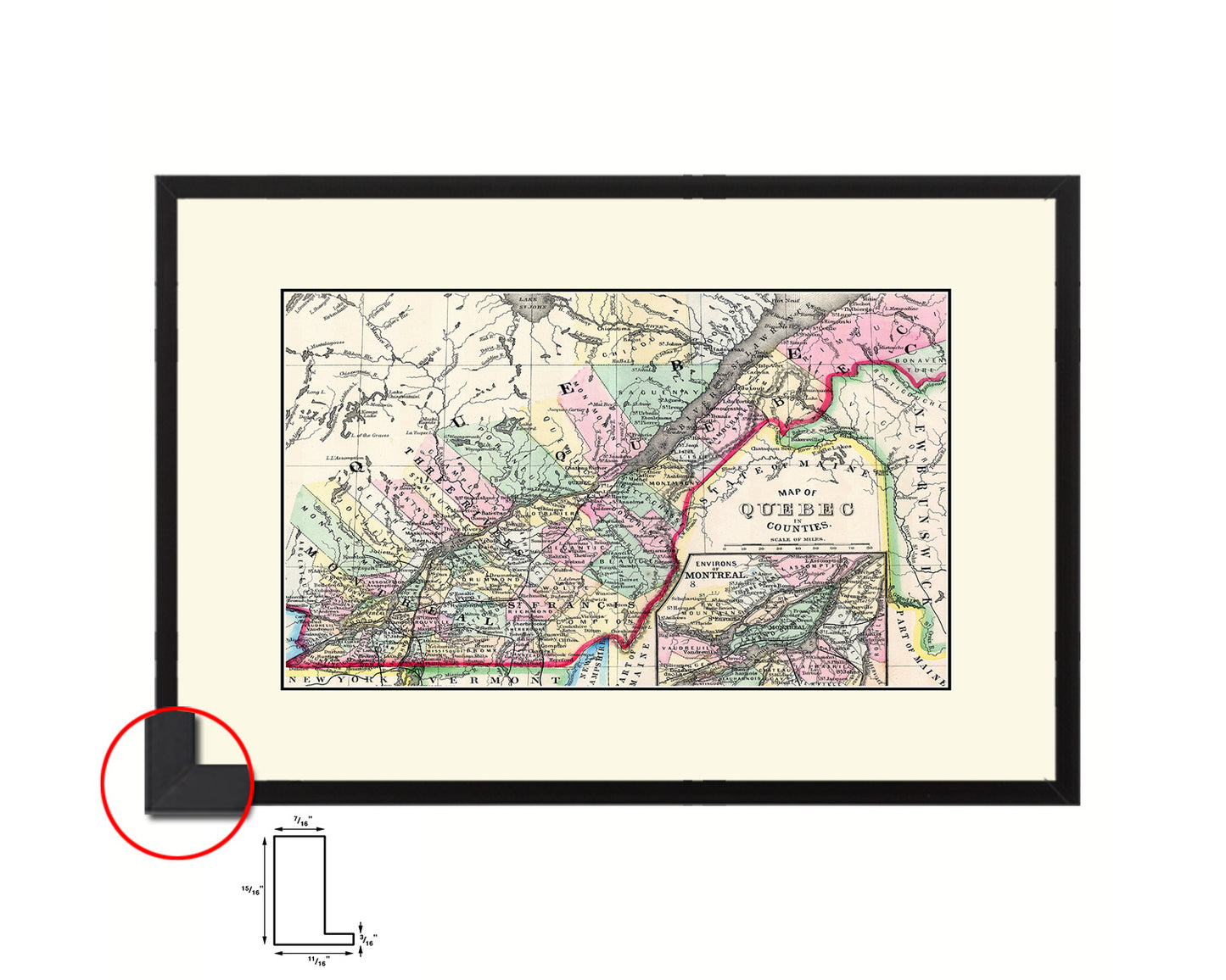 Ontario Canada Old Map Framed Print Art Wall Decor Gifts