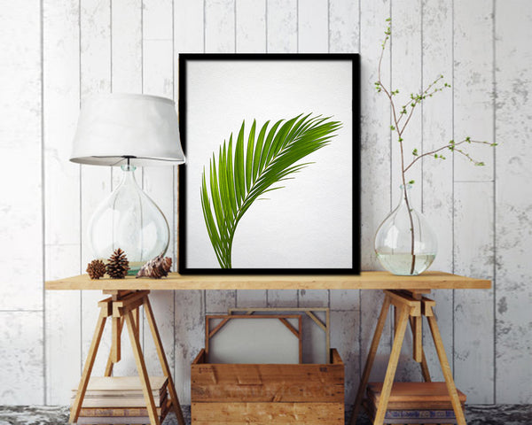 Green Leaves Palm Tree Watercolor Tropical Leaf Framed Print Home Decor Wall Art Gifts