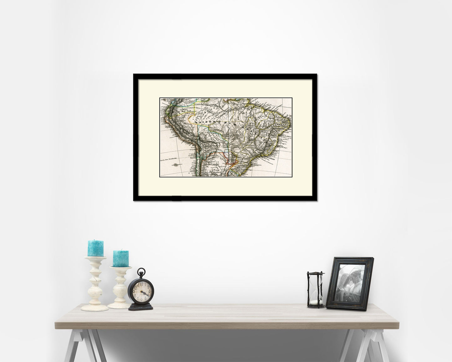 South America Stieler Brazil 1875 Old Map Framed Print Art Wall Decor Gifts