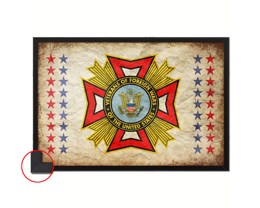 VFW Veterans of Foreign Wars Vintage Military Flag Framed Print Sign Decor Wall Art Gifts