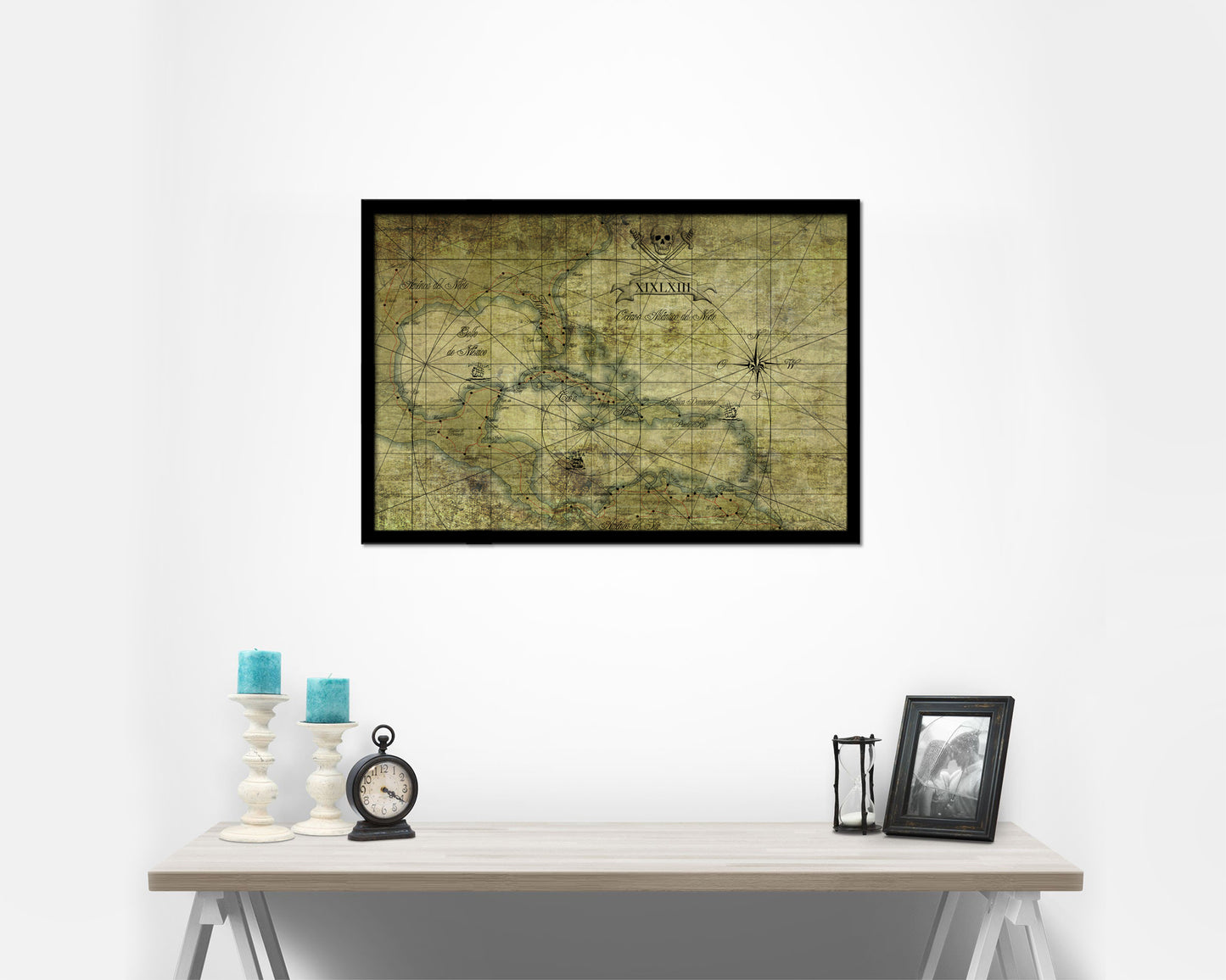 Caribbean Historical Map Framed Print Art Wall Decor Gifts