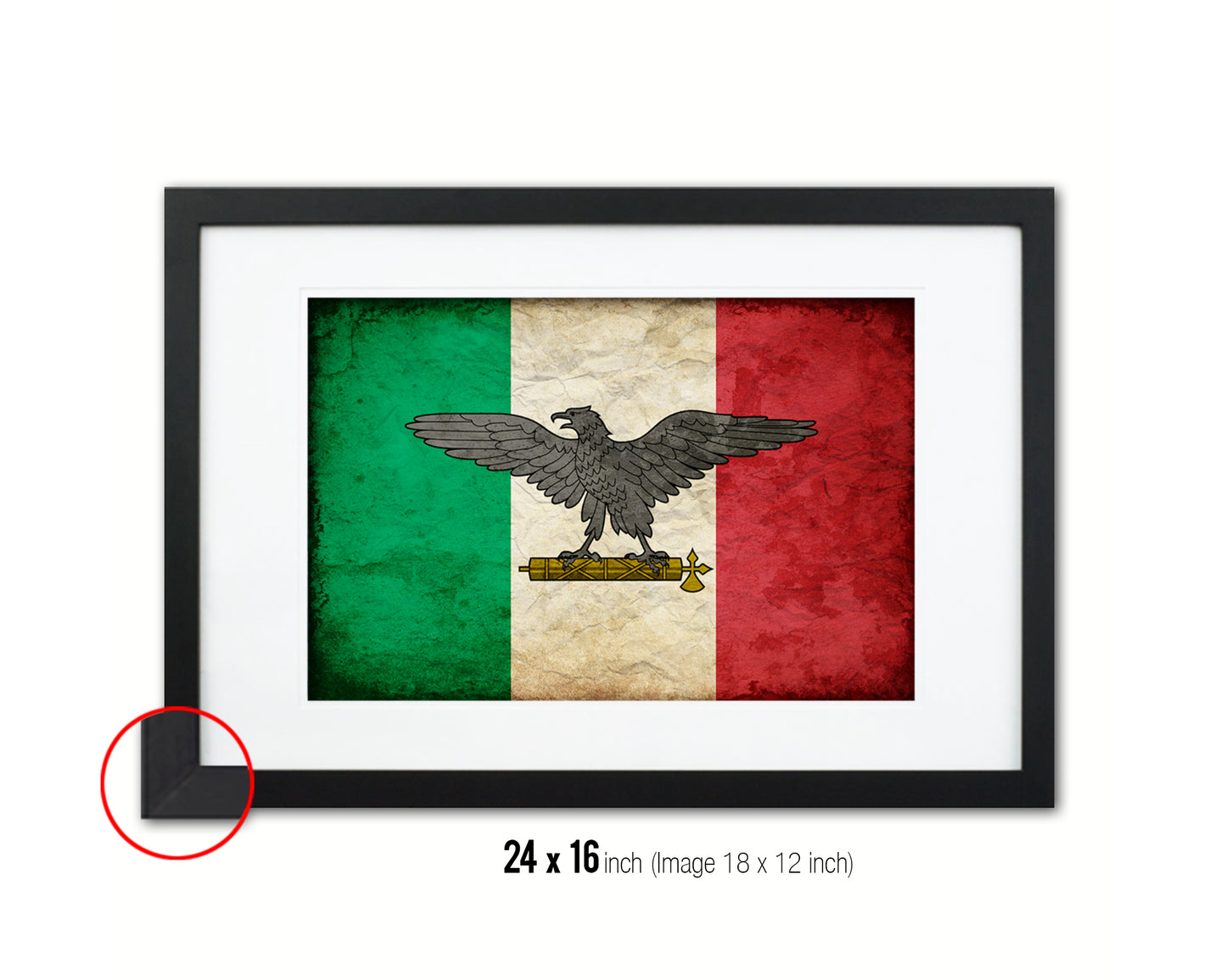 Italy War Eagle Italian Military Vintage Military Flag Framed Print Sign Decor Wall Art Gifts