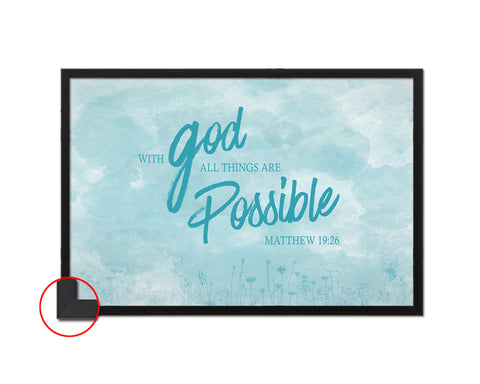 With God all things are possible, Matthew 19:26 Bible Verse Scripture Framed Art