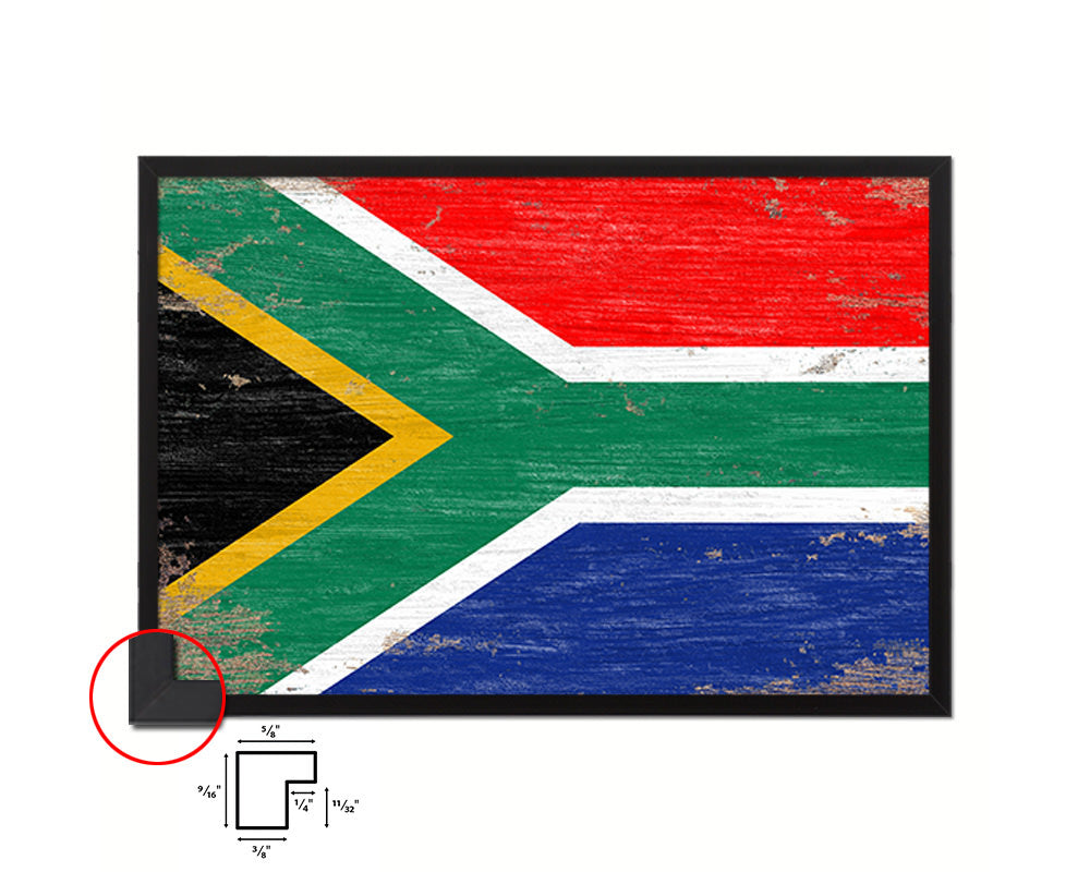 South Africa Shabby Chic Country Flag Wood Framed Print Wall Art Decor Gifts