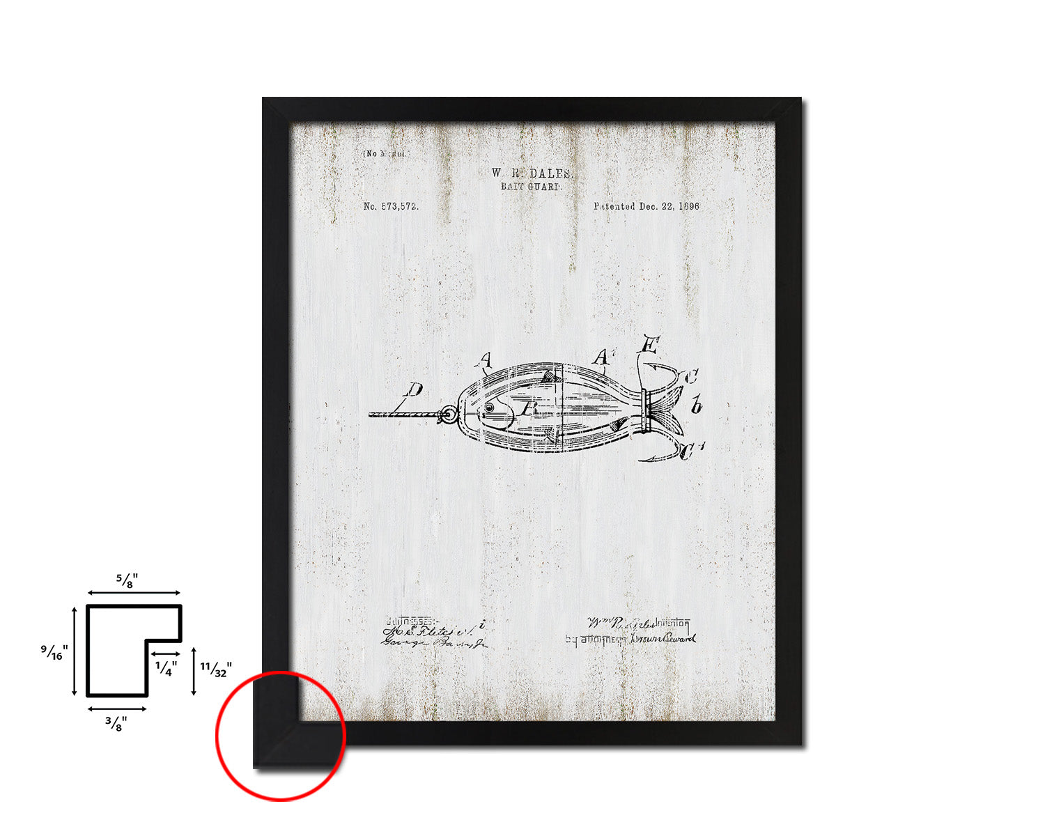 Bait Guard Fishing Vintage Patent Artwork Black Frame Print Wall Art Decor Gifts