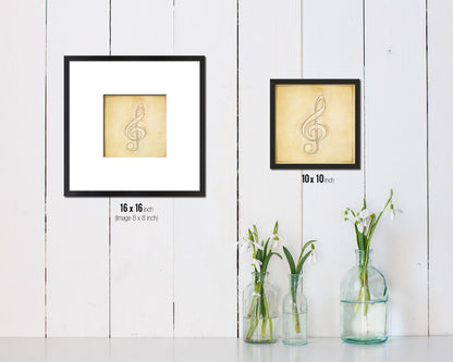 Treble Clef Vintage Musical Symbol Framed Print Orchestra Teacher Gifts Home Wall Decor