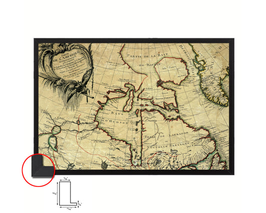 North East Canada and Greenland Historical Map Framed Print Art Wall Decor Gifts