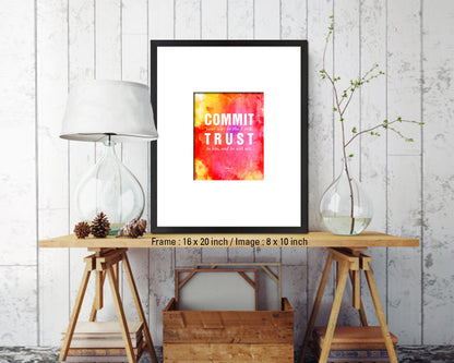 Commit your way to the Lord Quote Wood Framed Print Home Decor Wall Art Gifts