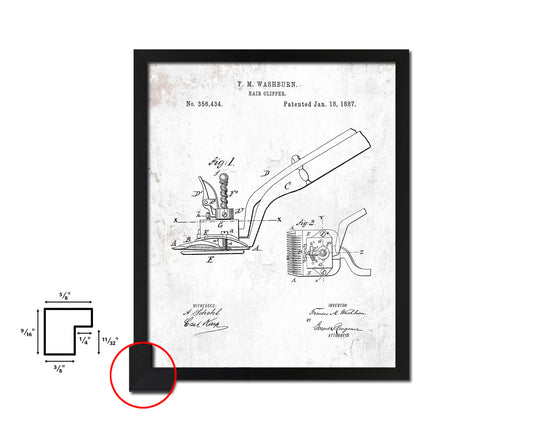 Hair Clipper Barbershop Vintage Patent Artwork Black Frame Print Wall Art Decor Gifts