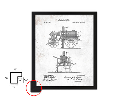 Fire Extinguisher Firefighter Vintage Patent Artwork Black Frame Print Gifts