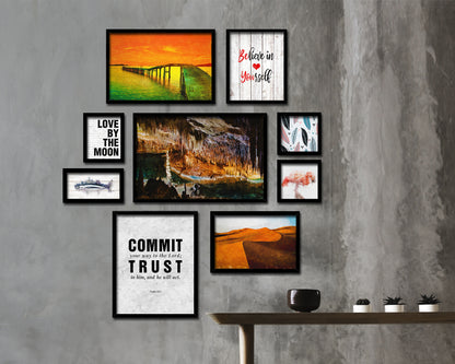 Commit your way to the Lord Bible Scripture Verse Framed Print Wall Art Decor Gifts