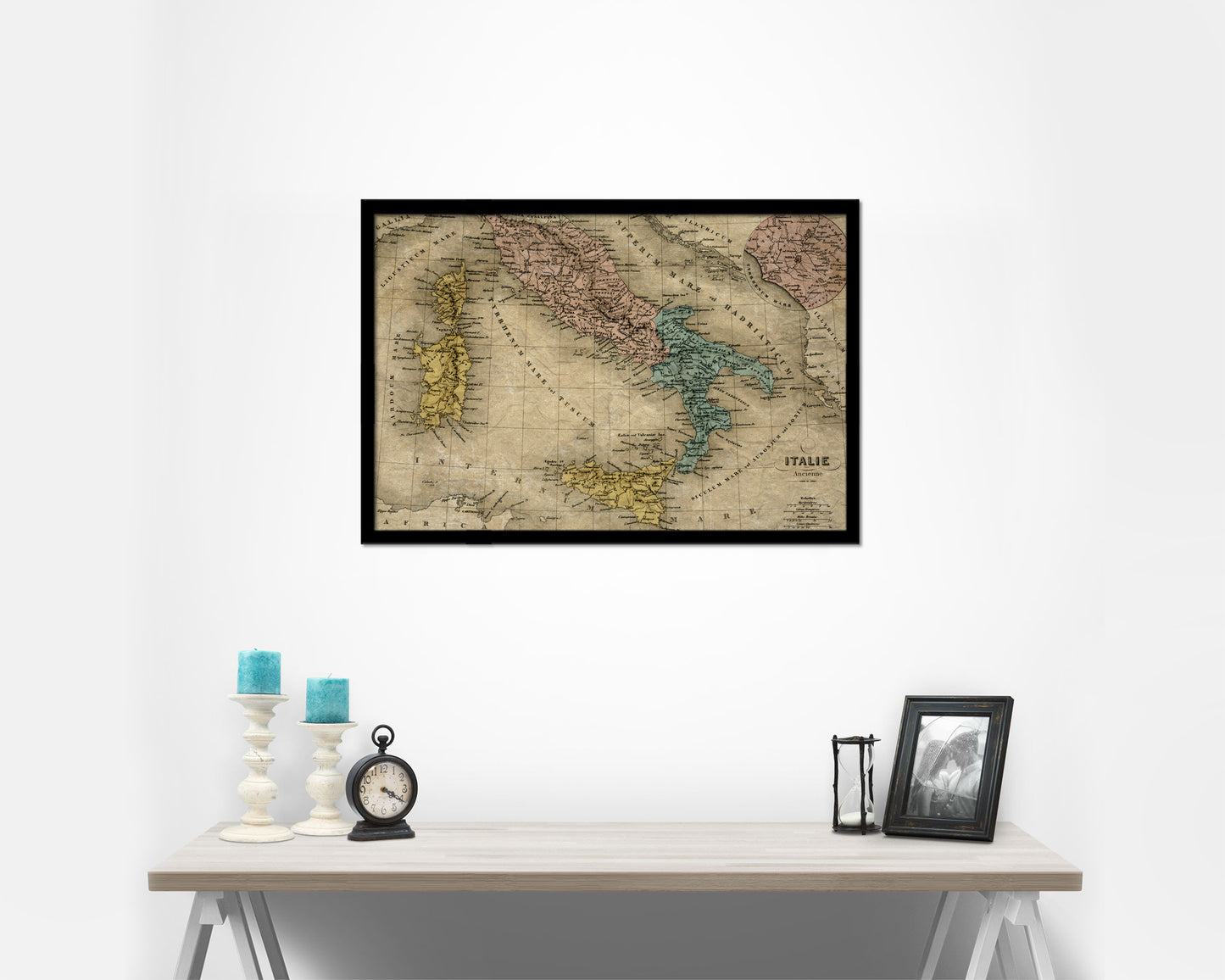 Italy and Rome Historical Map Framed Print Art Wall Decor Gifts