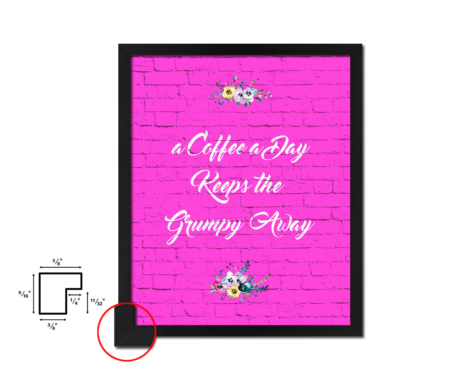 A coffee a day keeps the grumpy away Quotes Framed Print Home Decor Wall Art Gifts