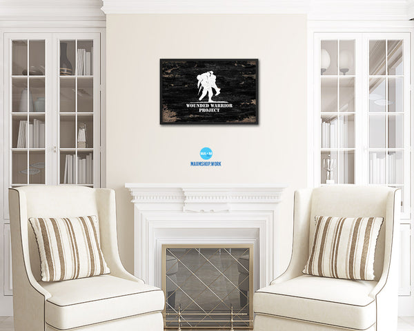 Wounded Warrior Project Shabby Chic Military Flag Framed Print Decor Wall Art Gifts