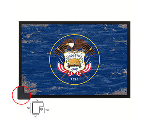 Utah State Shabby Chic Flag Wood Framed Paper Print  Wall Art Decor Gifts