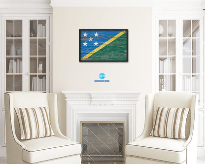 Solomon Island Country Wood Rustic National Flag Wood Framed Print Wall Art Decor Gifts