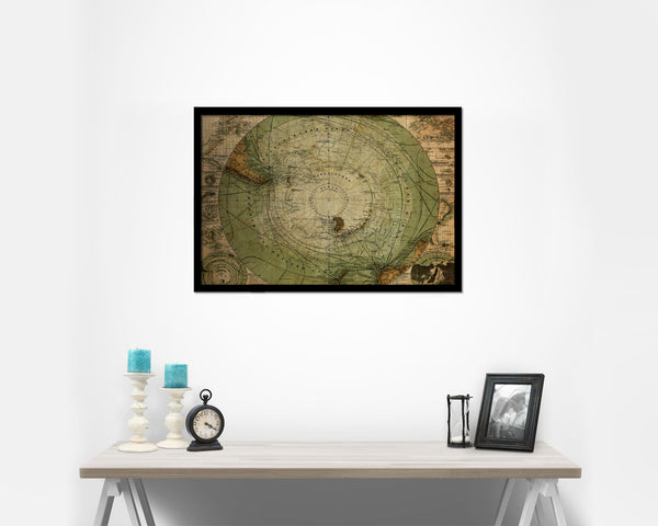 Antarctica South Pole 1872 Vintage Map Framed Print Art Wall Decor Gifts