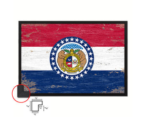 Missouri State Shabby Chic Flag Wood Framed Paper Print  Wall Art Decor Gifts