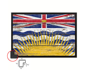 British Columbia Province City Canada Country Rustic Flag Wood Framed Paper Prints Decor Wall Art Gifts