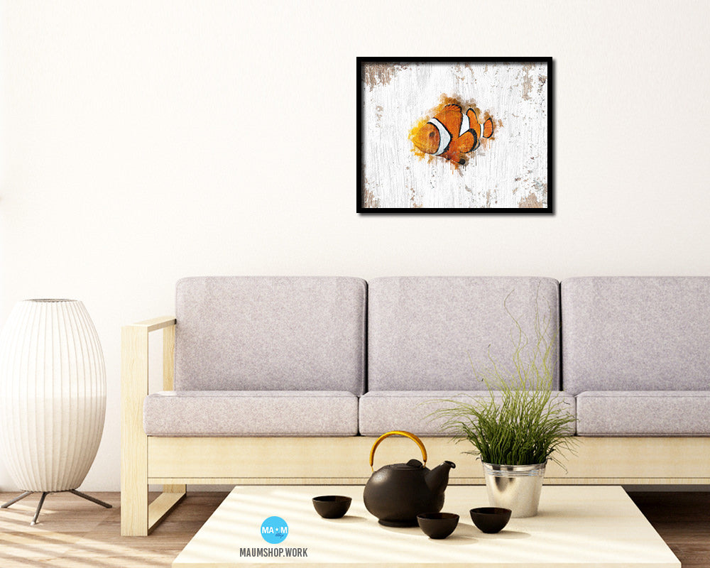 Clownfish Framed Print Modern Restaurant Sushi Bar Modern Watercolor Wall Art Decor