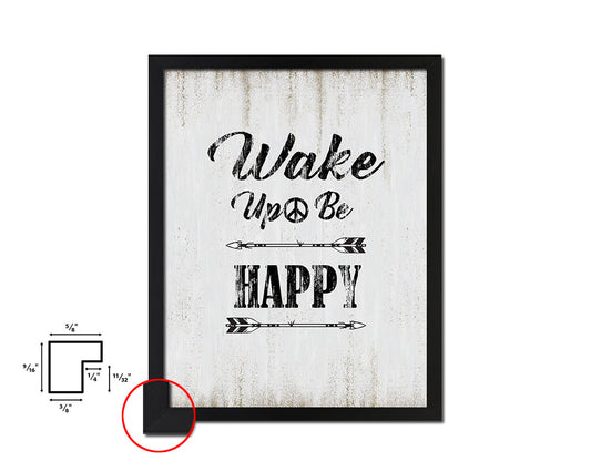 Wake up be happy Quote Wood Framed Print Wall Decor Art
