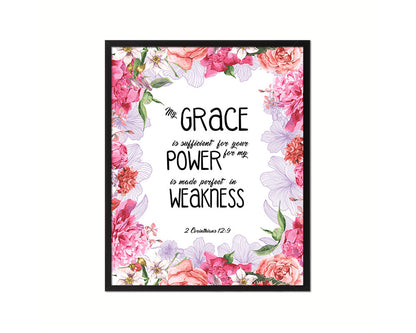 My Grace is sufficient for your for my Power Quote Framed Print Home Decor Wall Art Gifts