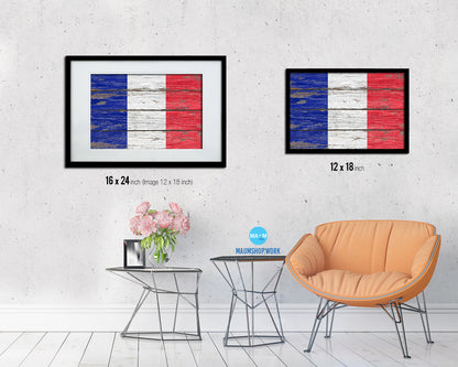 France Country Wood Rustic National Flag Wood Framed Print Wall Art Decor Gifts