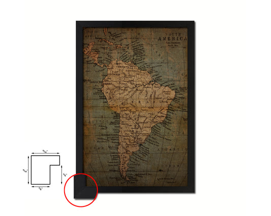 South America Vintage Map Wood Framed Print Art Wall Decor Gifts