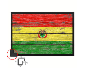Bolivia Country Wood Rustic National Flag Wood Framed Print Wall Art Decor Gifts