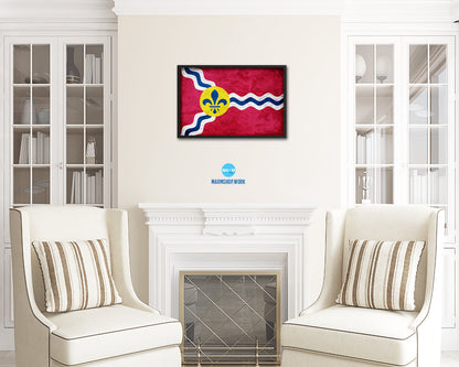 St Louis City Missouri State Vintage Flag Wood Framed Prints Decor Wall Art Gifts
