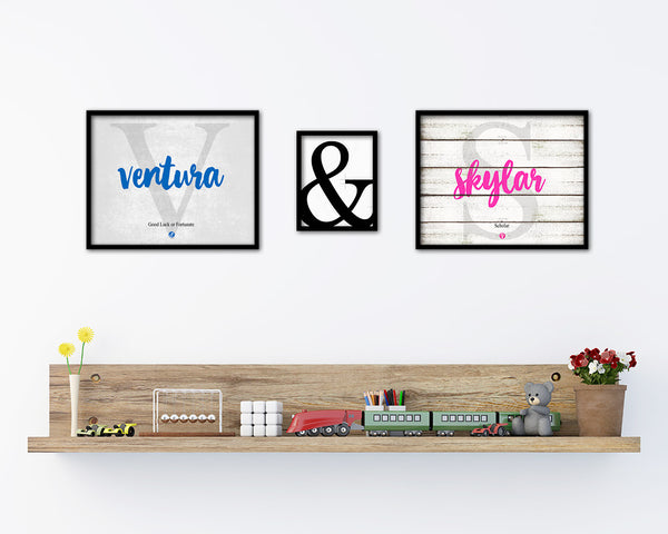 Ventura Personalized Biblical Name Plate Art Framed Print Kids Baby Room Wall Decor Gifts