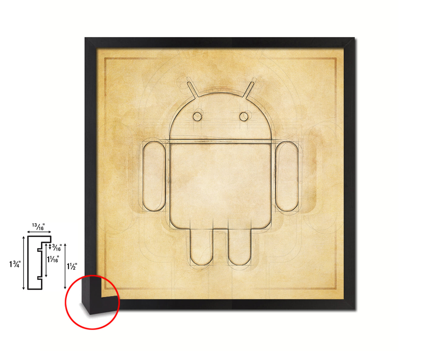 Android Social Media Symbol Icons logo Wood Framed Print Home Decor Wall Art Gifts