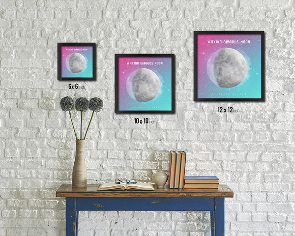 Waxing Gibbous Lunar Phases Colorful Moon Watercolor Framed Prints Home Decor Wall Art Gifts