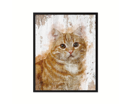 Red Little Cat Kitten Portrait Framed Print Pet Home Decor Custom Watercolor Wall Art Gifts