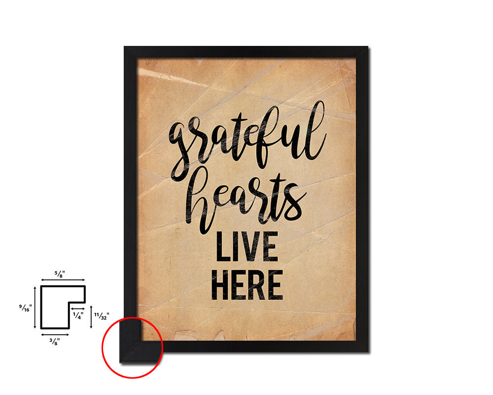 Grateful hearts live here Quote Paper Artwork Framed Print Wall Decor Art
