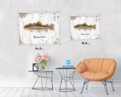 Rainbow Trout Fish Framed Prints Modern Restaurant Sushi Bar Watercolor Wall Art Decor