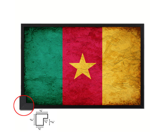 Cameroon Country Vintage Flag Wood Framed Print Wall Art Decor Gifts
