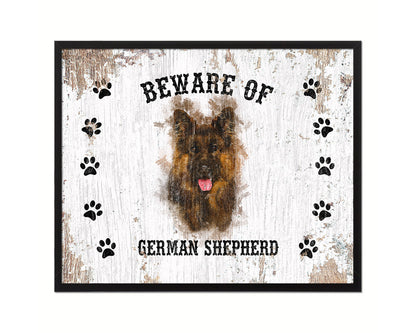 Beware of French Bulldog Sign Wood Framed Print Wall Art Decor Gifts
