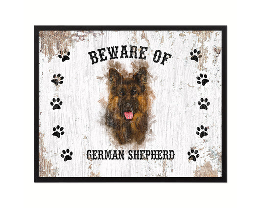 Beware of French Bulldog Sign Wood Framed Print Wall Art Decor Gifts