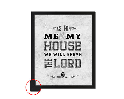 As for me & my house, we will serve the Lord, Joshua 24:15 Bible Scripture Verse Framed Print Wall Art Decor Gifts